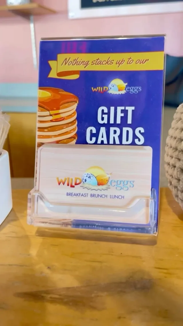 An egg-cellent gift for family, friends, teachers or anyone in your life who loves Wild Eggs! 🍳

Stop by a location near you to pick up a gift card today. Can’t make it in store? No problem! We offer virtual e-gift cards for purchase on our website. Send your friend a personalized message and they will receive the e-gift card via email or phone number. 

Give the gift of breakfast, brunch, and lunch! 

#StayWild