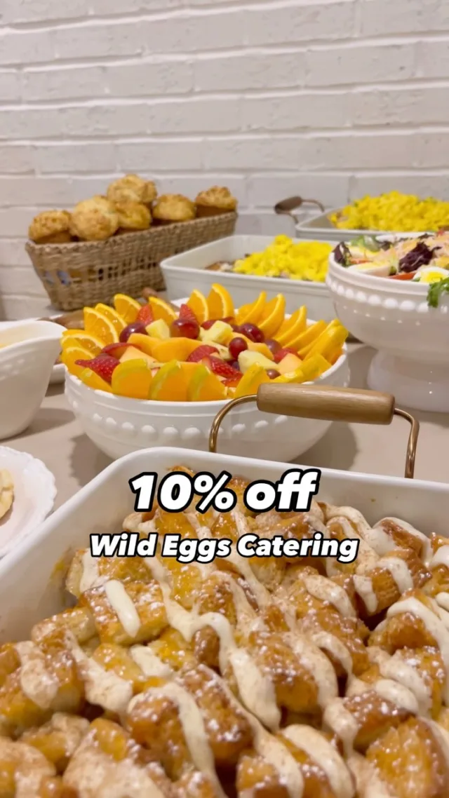 A holiday treat from Wild Eggs!🎄Get 10% off your next catering order of $350 or more until Dec 31st. Use code “10OffCatering” to redeem online. Enjoy your brunch buffet without the stress this season. Order on our website today!